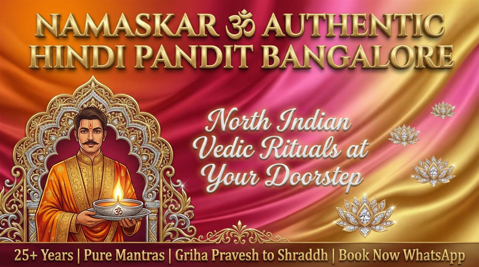 North Indian pandit in Bangalore performing traditional Hindi puja at home